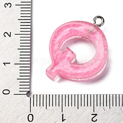 蓄光樹脂チャーム  暗闇で光る  プラチナメッキループ付き  文字L  文字Q  21x19x5.5mm  穴：1.8mm&nbsp;X1-RESI-I059-Q01