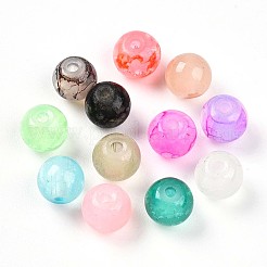ベーキングペイント模造翡翠ガラスビーズ  クラックガラスビーズ  ラウンド  ミックスカラー  6~6.5mm  穴：1.2~1.6mm  約3390個/1000g&nbsp;DGLA-S115-6mm-MY