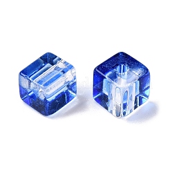 ベーキングペイント透明ガラスビーズ  キューブ  藤紫色  6.5~7x6~6.5x6~6.5mm  穴：1.5mm&nbsp;X1-DGLA-N005-01A-02