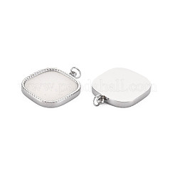 304ステンレススチールペンダントエナメルセッティング  丸カン付き  正方形  ステンレス鋼色  19x16x2mm  丸カン：4x0.5ミリ  2.5mm内径&nbsp;STAS-N097-129P