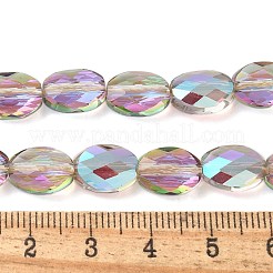 電気メッキガラスビーズセット  半分虹メッキ  多面カットオーバル  ライラック  10.5~11x8x4.5mm  穴：1.4mm  約38個/連  16.14インチ（41cm）&nbsp;EGLA-L045-A-HR02