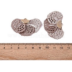 アイアン製ペンダント  絹糸で  花のチャーム  ゴールドカラー  淡い茶色  25~29x38~44mm  穴：1.5~1.8mm&nbsp;IFIN-ZX005-01B