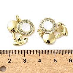 真鍮マイクロパヴェクリアキュービックジルコニアペンダント  カドミウムフリー＆鉛フリー  シェルと  18KGP本金メッキ  チェリー  18.5x18x3mm  穴：3.5mm&nbsp;KK-K365-14B-G