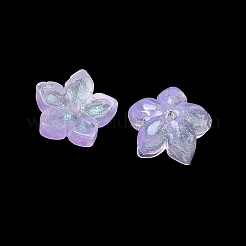 染色・加熱ガラスビーズキャップ  5  - 花びらの花  ミディアムスレートブルー  9x9.5~10x3.8mm  穴：1mm&nbsp;X-GLAA-Z019-02H