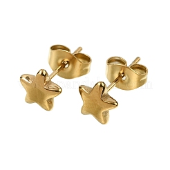 女性用304ステンレススチールスタッドピアス  ゴールドカラー  スター  6x6.5mm&nbsp;EJEW-G459-01D-G