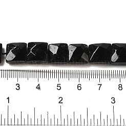 天然石ブラックトルマリンビーズ連売り  多面カット  正方形  9~10.5x10~10.5x6mm  穴：1mm  約18~20個/連  7.09~7.68インチ（18~19.5cm）&nbsp;G-C109-A10-01