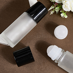 すりガラスのエッセンシャルオイル空の香水瓶2個  プラスチックローラーボールとプラスチックキャップ付き  詰め替え式ボトル  ブラック  3.8x11.1cm  容量：50ミリリットル&nbsp;MRMJ-GF0001-29B
