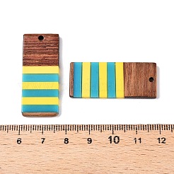 エポキシ樹脂とクルミ材のペンダント  幾何学的なチャーム  長方形  38x16x3.5mm  穴：2mm&nbsp;RESI-N039-121K