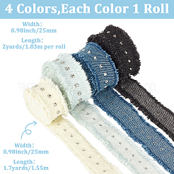 4色のコットンリボン4本  バックパック用  服  ミックスカラー  1インチ（25mm）&nbsp;OCOR-CY0003-77