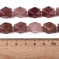 天然石ストロベリークォーツビーズ連売り  ファセットカットのダイヤモンドビーズ  菱形  シードビーズで  13~15x11.5~13.5x11.5~13.5mm  穴：1~1.2mm  約24~25個/連  14.96~16.14インチ（38~41cm）&nbsp;G-Q608-11H