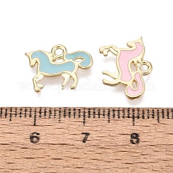 合金エナメルチャーム  馬のチャーム  プラチナ  ミックスカラー  10.5x14.5x1mm  穴：1.4mm&nbsp;ENAM-N069-12P