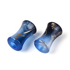 透明なアクリルビーズ  ドローベンチスタイル  竹の共同  グリッターパウダー付き  マリンブルー  11.5~12x7mm  穴：3mm  約：3571個/ 500 G&nbsp;OACR-T030-19A-01