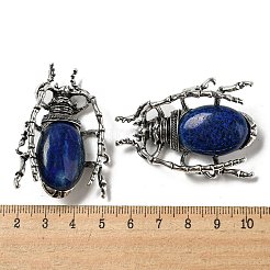 両用アイテム合金ブローチ  天然ラピスラズリと  クモ  49.5x35.5x15~16mm  穴：4x2.5mm&nbsp;JEWB-C026-05K-AS