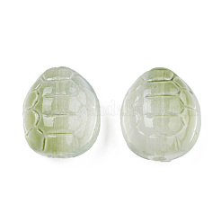 透明なスプレー塗装ガラスビーズ  カメ  黄緑  12x11x7mm  穴：1mm&nbsp;GLAA-N035-022-C07