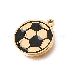 304ステンレススチールエナメルペンダント  サッカーのチャーム  イオンプレーティング（ip）  18KGP本金メッキ  15x13x1.5mm  穴：1.5mm&nbsp;STAS-E531-20G-B