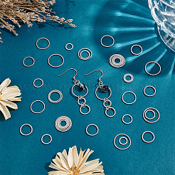 100個 5スタイル 304ステンレススチール リンキングリング  ステンレス鋼色  8~16x1mm  内径：5.5~14mm  20個/スタイル&nbsp;FIND-UN0003-61