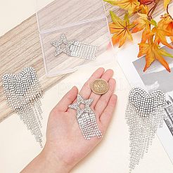 4種類のスタイルのタッセルラインストーンパッチ2個  アップリケにアイロン/縫い付け  マスクと衣装のアクセサリー  洋服用  バッグパンツ  靴  携帯ケース  スター＆ハート  クリスタル  80~150x38~54.5x3.5mm  2個/スタイル&nbsp;DIY-FG0002-57