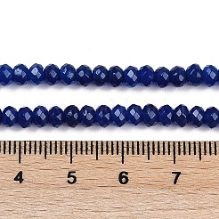 天然石ホワイトジェイドビーズ連売り  ファセットロンデル  染め  ブルー  4~4.5x3mm  穴：1mm  約112~121個/連  13.54''~13.98''（34.4~35.5センチメートル）&nbsp;G-Z069-01V