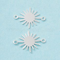 真鍮製コネクタチャーム  カドミウムフリー＆鉛フリー  太陽リンク  925銀メッキ  13x17.5x0.7mm  穴：1.2mm&nbsp;KK-A172-48S