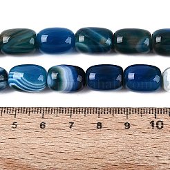 天然石瑪瑙ビーズ連売り  染め  バレル  ドジャーブルー  13~15x9.5~11mm  穴：1mm  約28個/連  14.96~15.35インチ（38~39cm）&nbsp;G-N356-02B-09