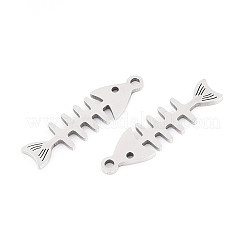 ステンレスペンダント201個  魚の骨  レーザー切断  ステンレス鋼色  19x5x1mm  穴：1.2mm&nbsp;STAS-T066-90P