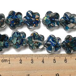 天然の染色されたインペリアルジャスパーと樹脂ビーズの連売り  花  藤紫色  15x16x5.5mm  穴：1.2mm  約12個/連  8.46''（21.5センチメートル）&nbsp;G-G083-G07-01
