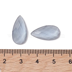 ガラスカボション  ティアドロップ  多面カット  ライトスチールブルー  18x9x4mm&nbsp;FIND-C047-05