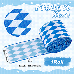 ポリエステルリボン  菱形模様  藤紫色  2-1/2インチ（63mm）  約20.00ヤード（18.29m）/ロール&nbsp;DIY-WH0110-08