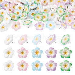 鉄製画鋲 50種類 5個  樹脂の花で  プラチナ  ミックスカラー  14.5mm  10個/スタイル&nbsp;AJEW-TAC00057