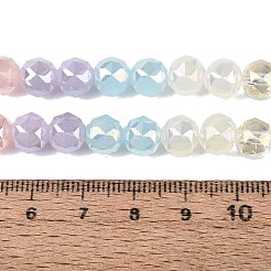 電気メッキ加工された模造翡翠と不透明および透明なガラスビーズの連  ミックススタイルのビーズ  ラウンド  ABカラーメッキ  多面カット  淡いターコイズ  7.5~8x7mm  穴：1~1.5mm  約48~50個/連  13.19~14.17（33.5~36センチメートル）&nbsp;EGLA-Q135-8MM-A02
