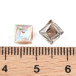 ガラスラインストーンカボション  正方形  尖ったバック＆バックメッキ  多面カット  ミックスカラー  6x6x4mm&nbsp;RB-CBA1B2D-03B