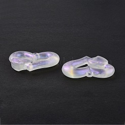 透明なアクリルパーツ  グリッターパウダー付き  ダブルハートチャーム  クリアAB  38x51x10mm  穴：3mm  約55個/500g&nbsp;OACR-P007-50A