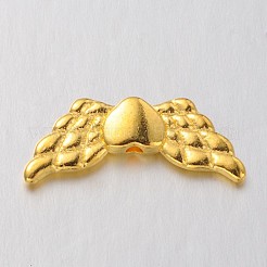 チベットのスタイル合金angelteeビーズ  翼のあるハート  カドミウムフリー＆ニッケルフリー＆鉛フリー  ゴールドカラー  22x9x3mm  穴：1mm&nbsp;X-TIBEB-5494-G-NR