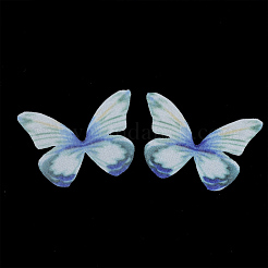 オーガンジー生地  DIYジュエリー作りの工芸品  蝶  士官候補生ブルー  34x48.5mm&nbsp;FIND-S317-03