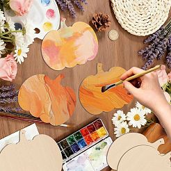 絵画芸術のための未完成の空白の木製ペンダント  焼き絵  室内装飾  麻ロープ付き  カボチャ  160x180x2.5mm  穴：3mm&nbsp;HJEW-WH20028-008
