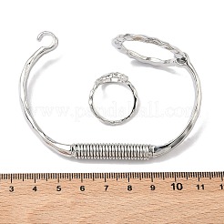 リング ブラア ハンマー加工 カフ バングル＆リングセット  プラチナ  32.5mm&nbsp;SJEW-C008-01P