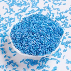 MIYUKIクォーターティラビーズ  日本製シードビーズ  2穴  （qtl149fr）マット透明カプリブルーab  5x1.2x1.9mm  穴：0.8mm  約4800個/100g&nbsp;SEED-J020-QTL149FR