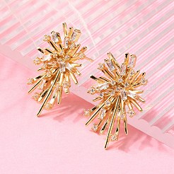 真鍮製スタンドピアス  クリアキュービックジルコニア  18KGP本金メッキ  28x19mm&nbsp;EJEW-S249-02G