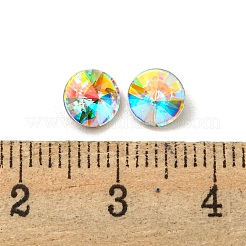 ガラスラインストーンカボション  ポイントバック＆バックメッキ  多面カット  ダイヤモンド  クリスタルAB  6x4mm&nbsp;RGLA-M017-G01-001ST
