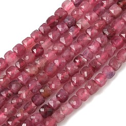 天然のピンクトルマリンビーズ連売り  キューブ  グレードAA  4.25x4.25x4.25mm  穴：0.5mm  約89個/連  14.96''（38センチメートル）&nbsp;G-RM250101-L10