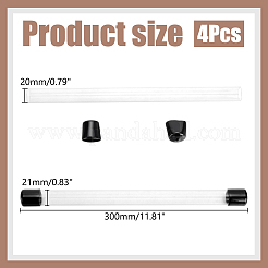 透明 PVC プラスチック ビーズ コンテナ  ふた付き  ブラック  300x21mm&nbsp;AJEW-WH0460-071A