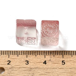 透明ガラスビーズ  グラデーションカラー  正方形  ダークサーモン  10x11x11mm  穴：1.5mm&nbsp;GLAA-D025-02H