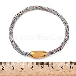 304ステンレススチールとポリエステルメタリックコードの女性用ブレスレット  魚糸インナーとマグネット留め具付き  イオンプレーティング（ip）  カラフル  7-1/4インチ（18.3cm）&nbsp;BJEW-Z145-01G-28