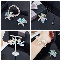 12 個の UV メッキ透明アクリルビーズ  鳳凰の花  クリアAB  47x54x15mm  穴：1.8mm&nbsp;MACR-FH0001-27