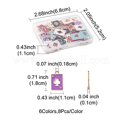 48 個 6 色合金ペンダント  エナメル  スペードのエースのチャームが付いた長方形  ミックスカラー  18x11x1mm  穴：1.8mm  8個/カラー&nbsp;ENAM-FS0002-61