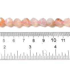天然石桜色アゲート瑪瑙ビーズ連売り  スターカットラウンドビーズ  多面カット  8x7.5~8mm  穴：1mm  約50~51個/連  15.55''~15.55''（39.5~40センチメートル）&nbsp;G-K382-A11-02