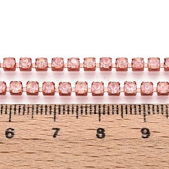鉄ラインストーンカップチェーン  スプールで  鮭色  2.8x3x2.5mm  約29.99フィート（9.14m）/ロール&nbsp;CH-T006-05A-08