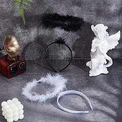 2個 2色 プラスチックメッシュヘアバンド  女性用フェザーヘアアクセサリー  鉄と  ミックスカラー  300x160x13mm  1pc /カラー&nbsp;AJEW-PH0012-69
