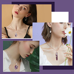 DIY 宝石ネックレス メイキング キット  天然アメジストのティアドロップ＆ブレット＆ハートペンダントを含む  304ステンレススチールアズキチェーンネックレス  6個/箱&nbsp;DIY-SC0019-15