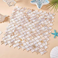 シェルカボションシート2枚  魚鱗モザイクピース  芸術diyの工芸品のためのモザイクタイル  桃パフ  315x310x2mm&nbsp;AJEW-GO0002-11